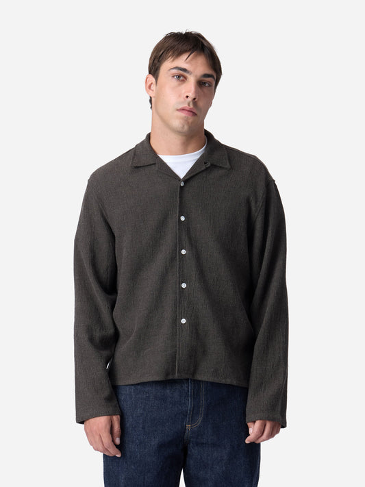 Loop Collar Shirt Chocolate Marled