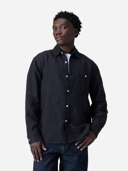 Club Collar Shirt Black Hemp