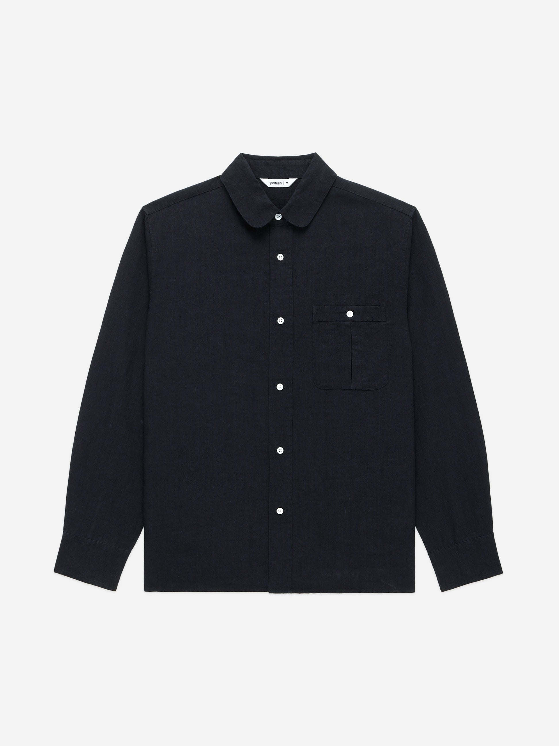 Club Collar Shirt Black Hemp