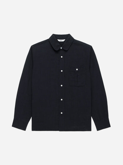 Club Collar Shirt Black Hemp