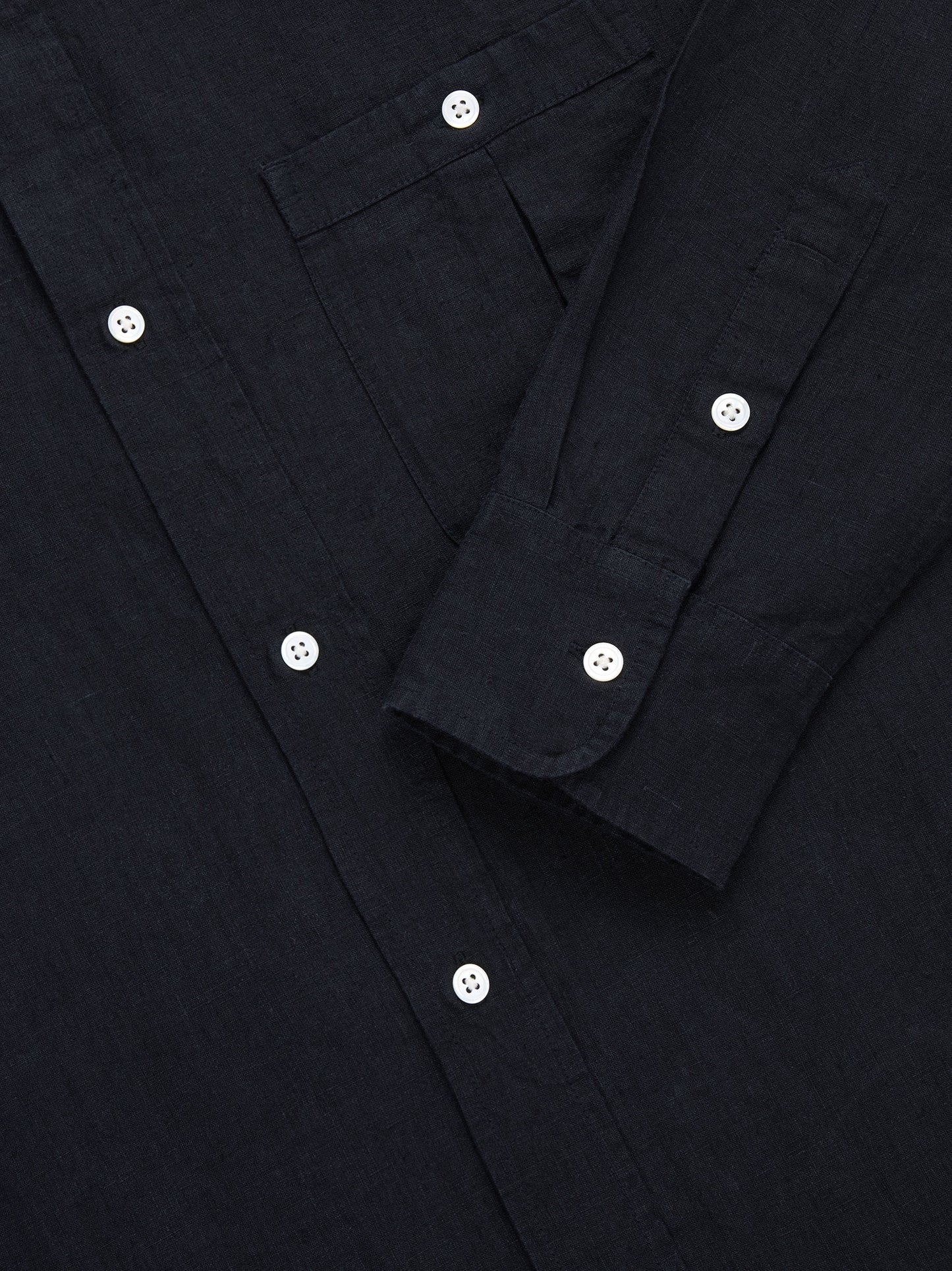 Club Collar Shirt Black Hemp