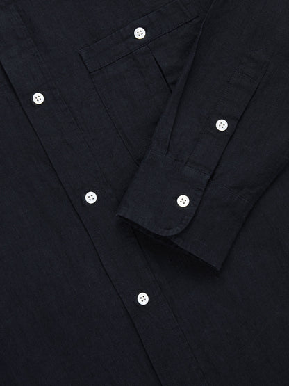 Club Collar Shirt Black Hemp