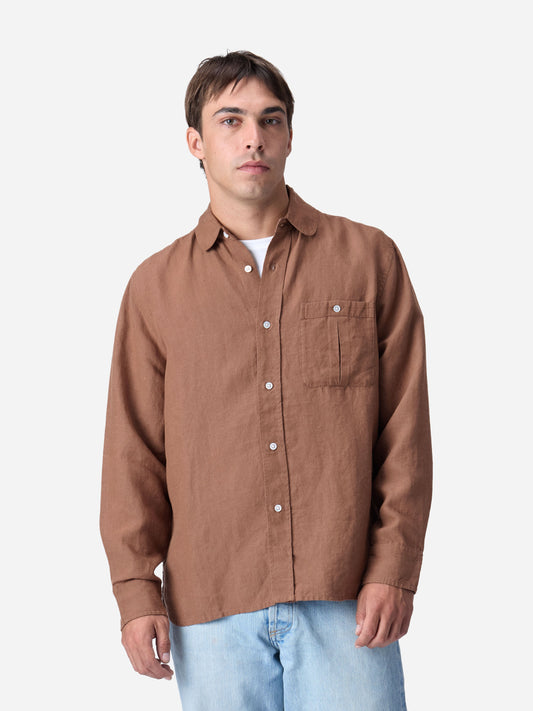 Club Collar Shirt Rust Hemp