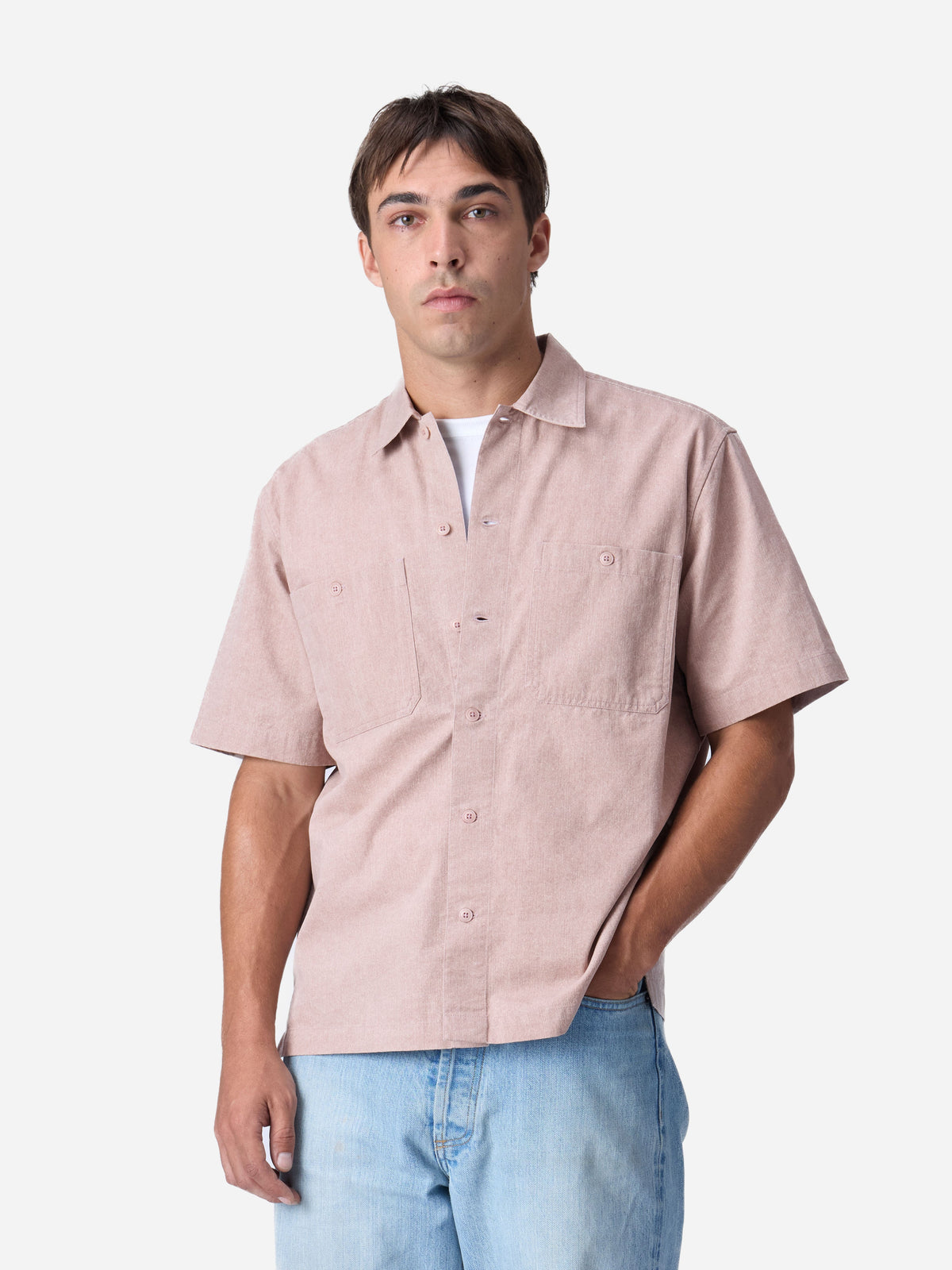 Short Sleeve Workshirt Blush Twill